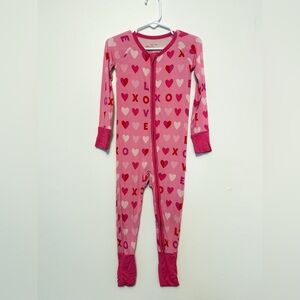 Pink XOXO Heart Print Kids One Piece